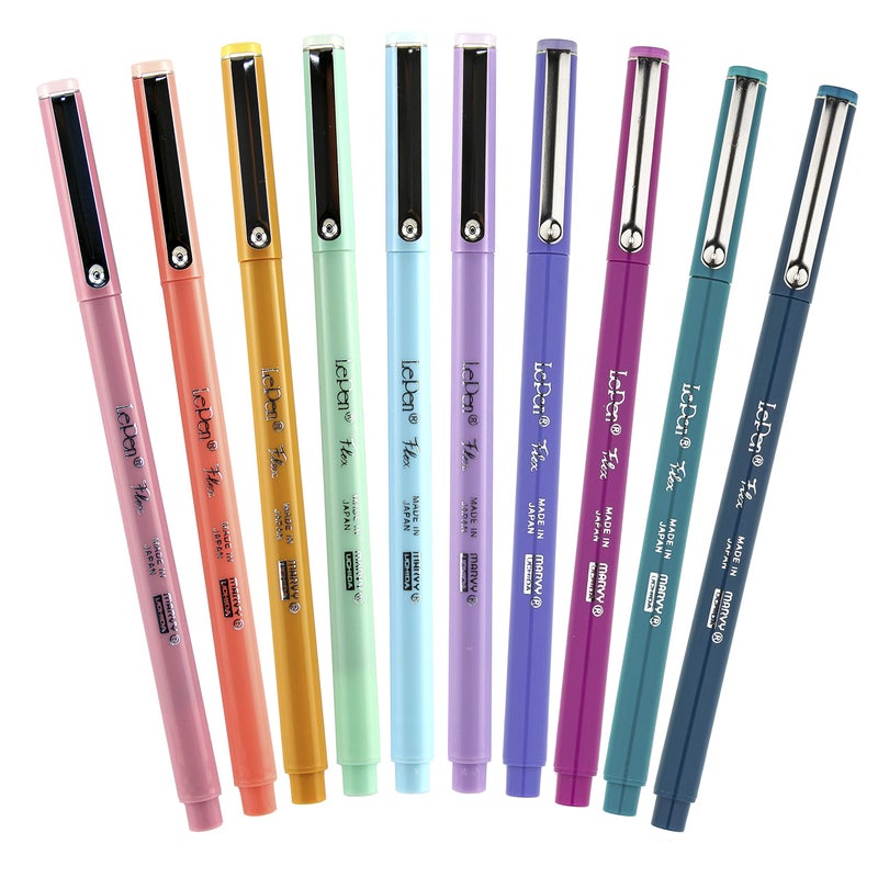 Marvy Uchida Le Flex 10 Piece Set Writing Pen, Pastel Colors - Image 4